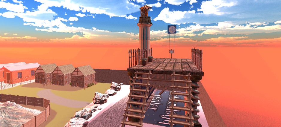 Aetherology flight deck building with meteorology center below.